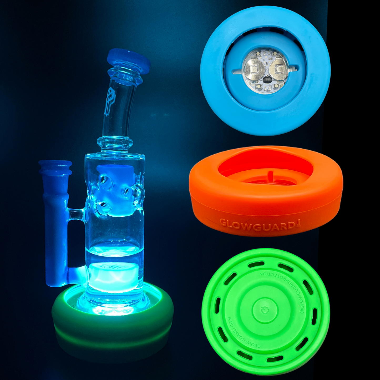 Bong Base Bumper Coin Battery 3in-4.25in Bases Silicone Fits Variety of Shapes - 8 Color Options