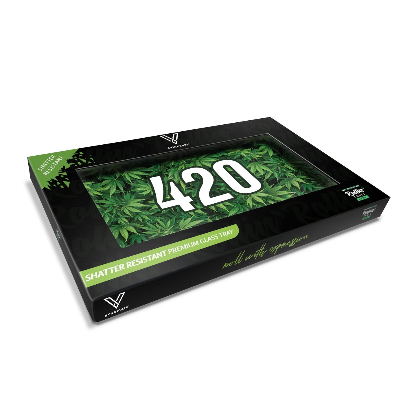 420 Green Glass Rollin' Tray 2 Size Options