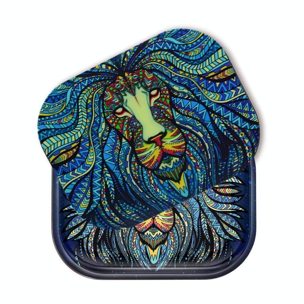 Tribal Lion Rollin Tray With Magnetic Lid 2 Size Options