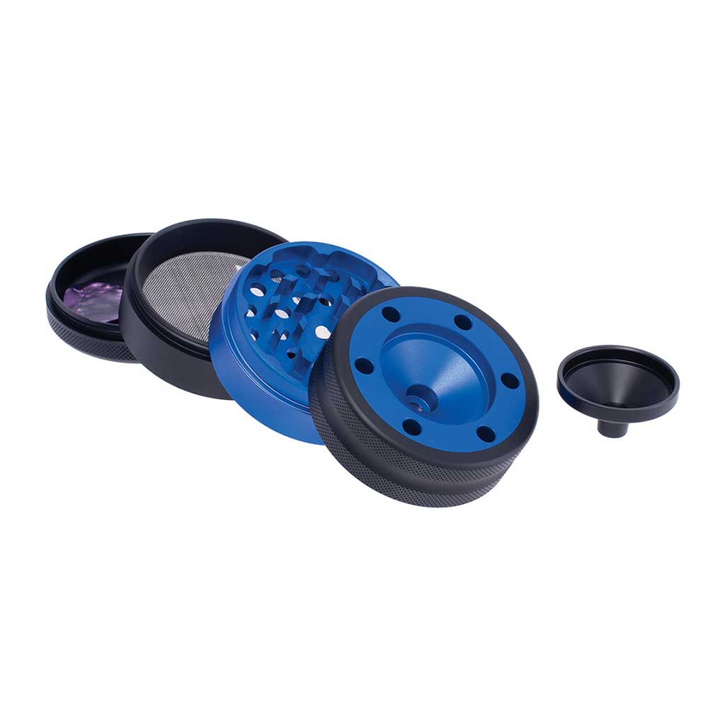 ALUMINIUM GRINDER W/ CONE HOLDER & FUNNEL MULTIPLE COLORS