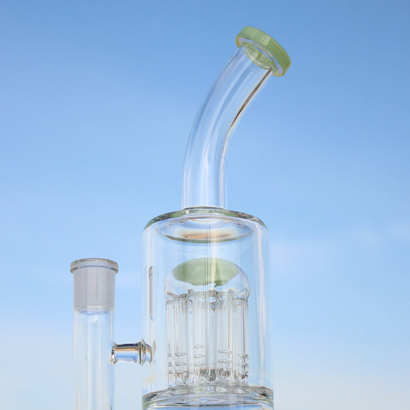 Glass Straight Water Pipe w/ Dual Arm Percolators 10.6"