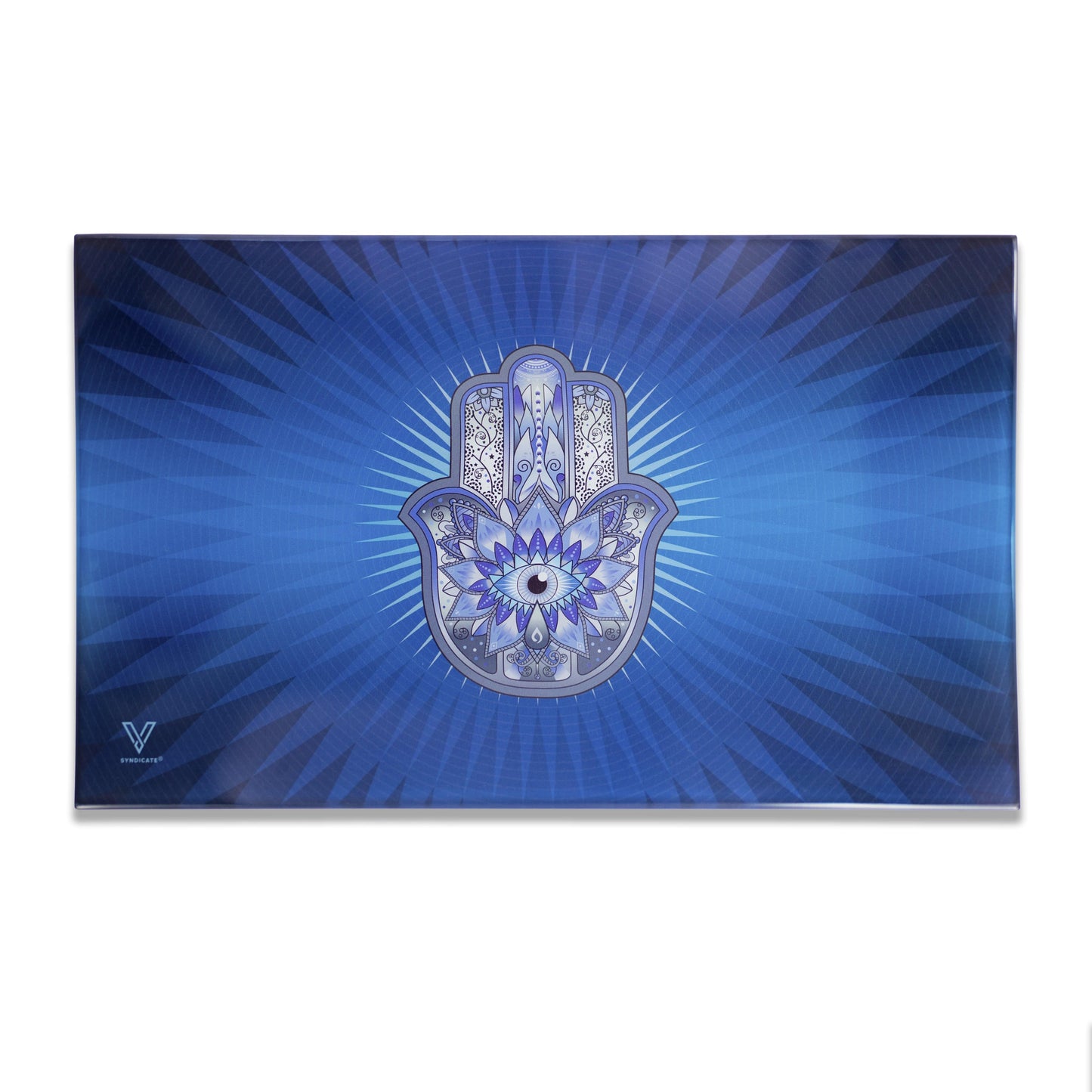 Hamsa Blue Glass Rollin' Tray 2 Size Options