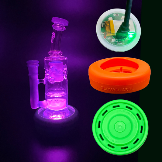 Bong Base Bumper USB Rechargeable 3in-4.25in Bases Silicone Fits Variety of Shapes - 8 Color Options