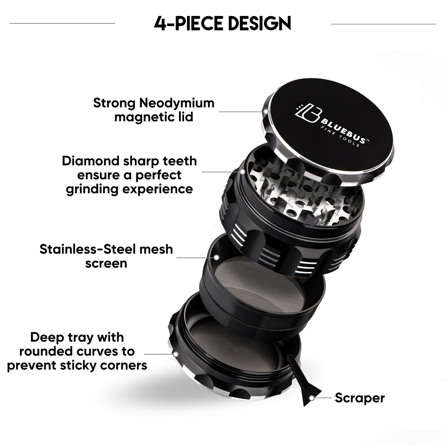 GA Aluminum Herb Grinder 4 Sizes & 6 Color Options