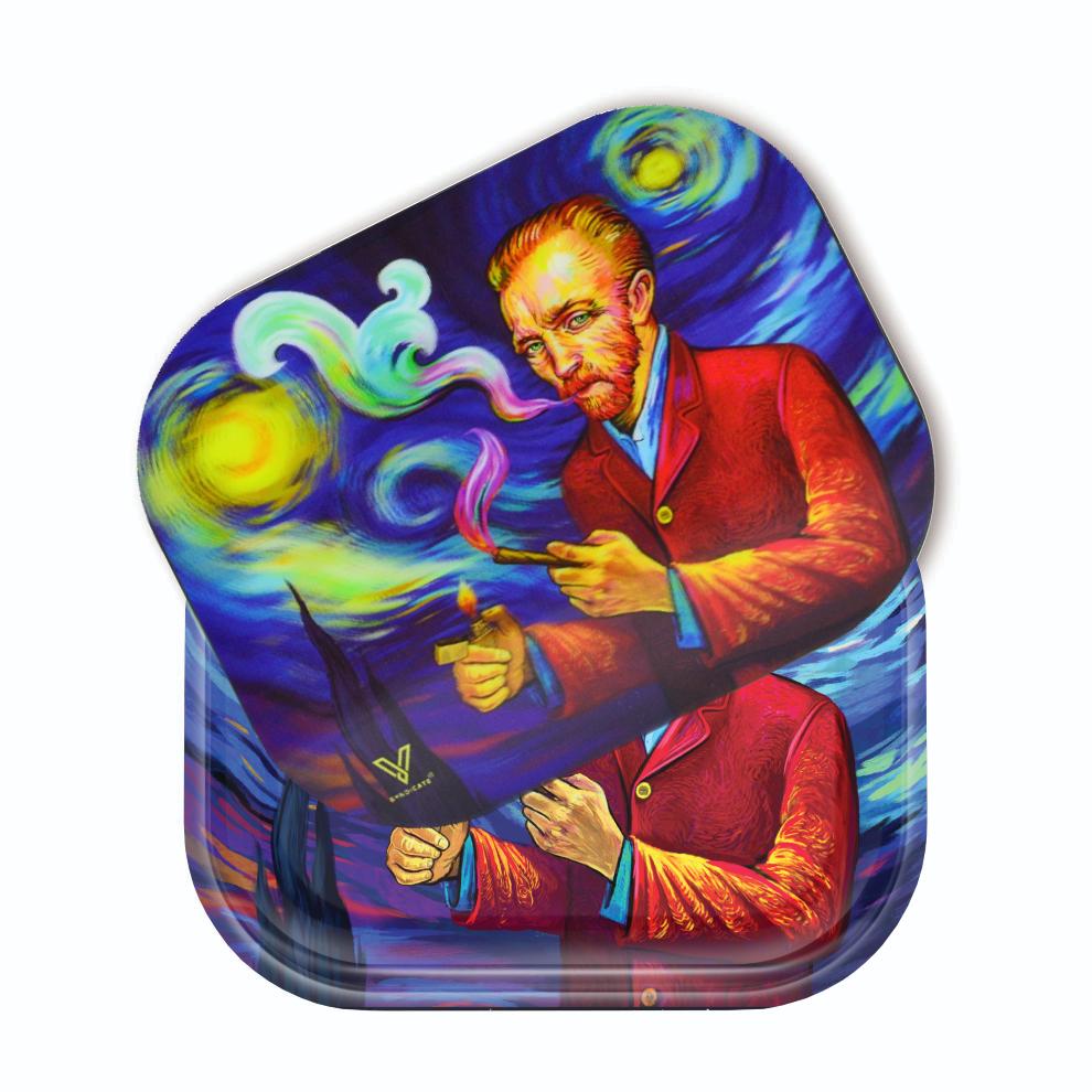 Smoky Night Rollin Tray With Magnetic Lid 2 Size Options