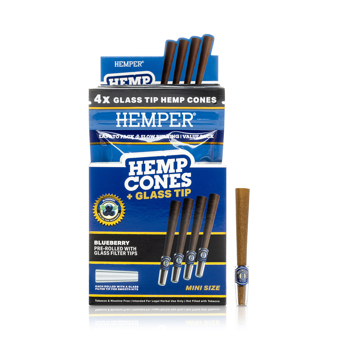 Pre-Rolled Mini Size Glass Tipped Hemp Cones | 4PK Multiple Flavors Available
