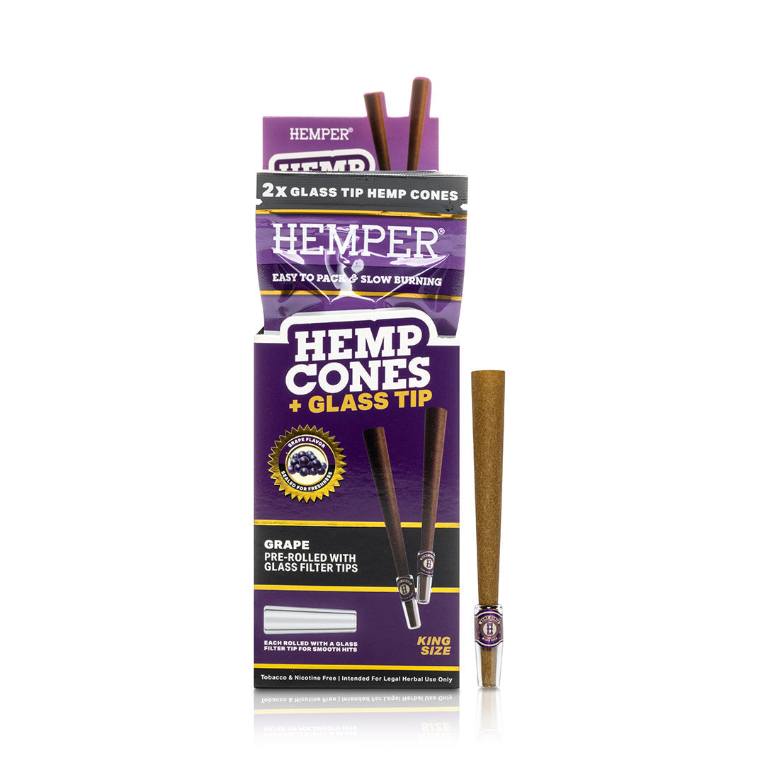 Pre-Rolled King Size Glass Tipped Hemp Cones | 2PK Multiple Flavors Available