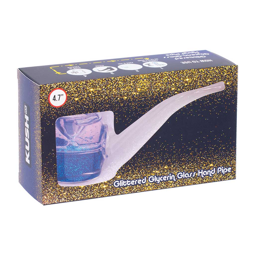 LIQUID GLITTER SHERLOCK HAND PIPE MULTIPLE COLORS