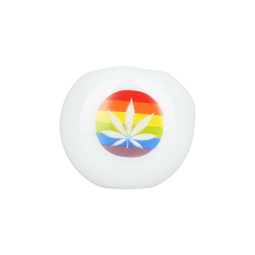 Pride Rainbow Hemp Leaf Glow In The Dark Glass Spoon Pipe - 4.75"