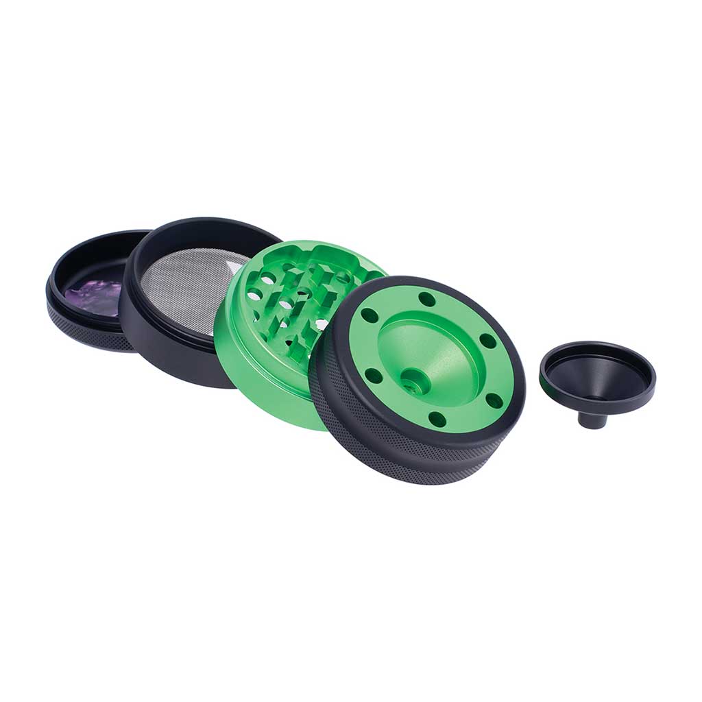 ALUMINIUM GRINDER W/ CONE HOLDER & FUNNEL MULTIPLE COLORS