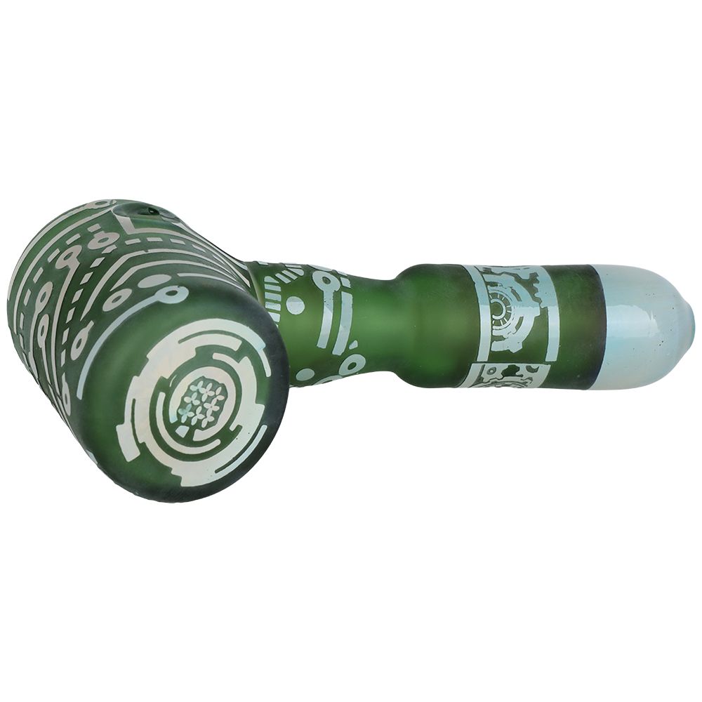 Circuits of Love Sandblasted Glass Hand Pipe - 4.75" / Colors Vary