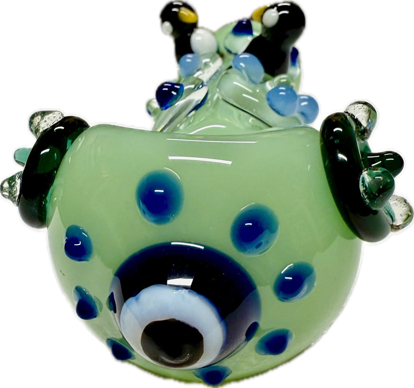 Ripkitty 4.5" Tobacco Dry Herb Hand Pipe Spoon Color Tube Glass with Penguins Art