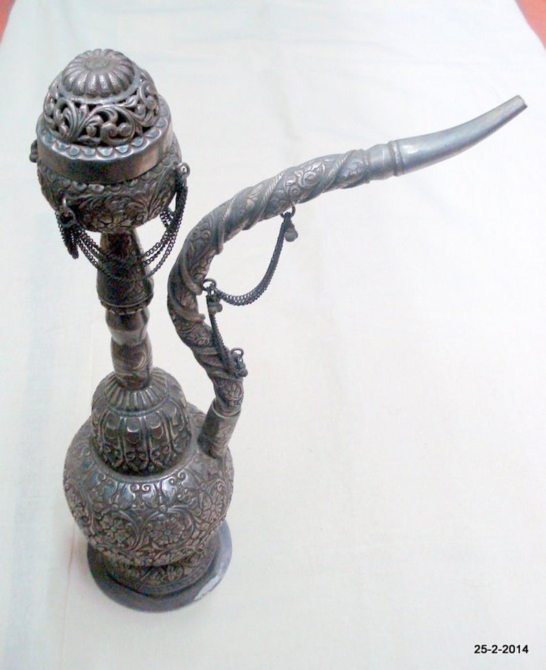 vintage antique collectible old silver smoking pipe