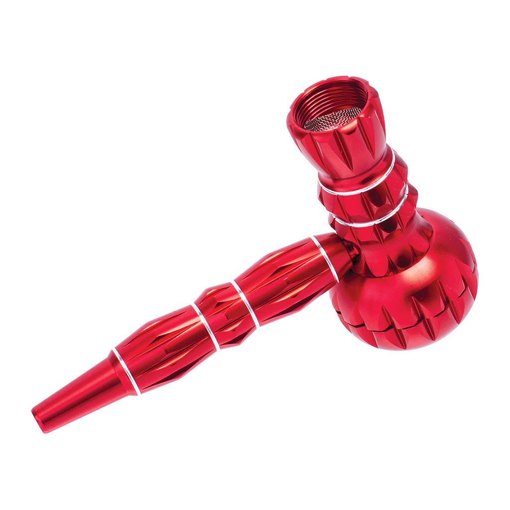 ALUMINUM RIBBED SMOKING PIPE WITH GRINDER MULTIPLE COLORS