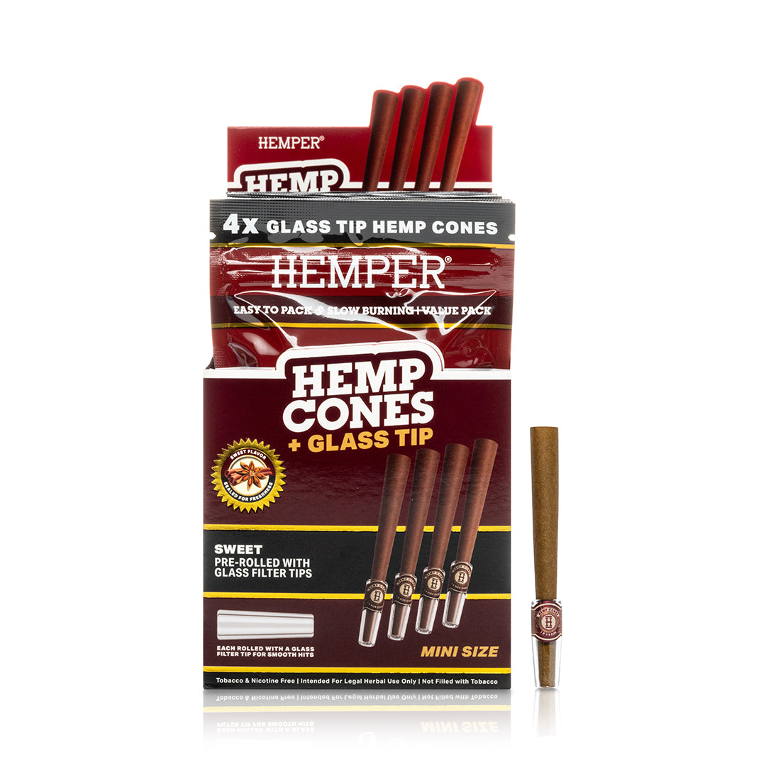 Pre-Rolled Mini Size Glass Tipped Hemp Cones | 4PK Multiple Flavors Available