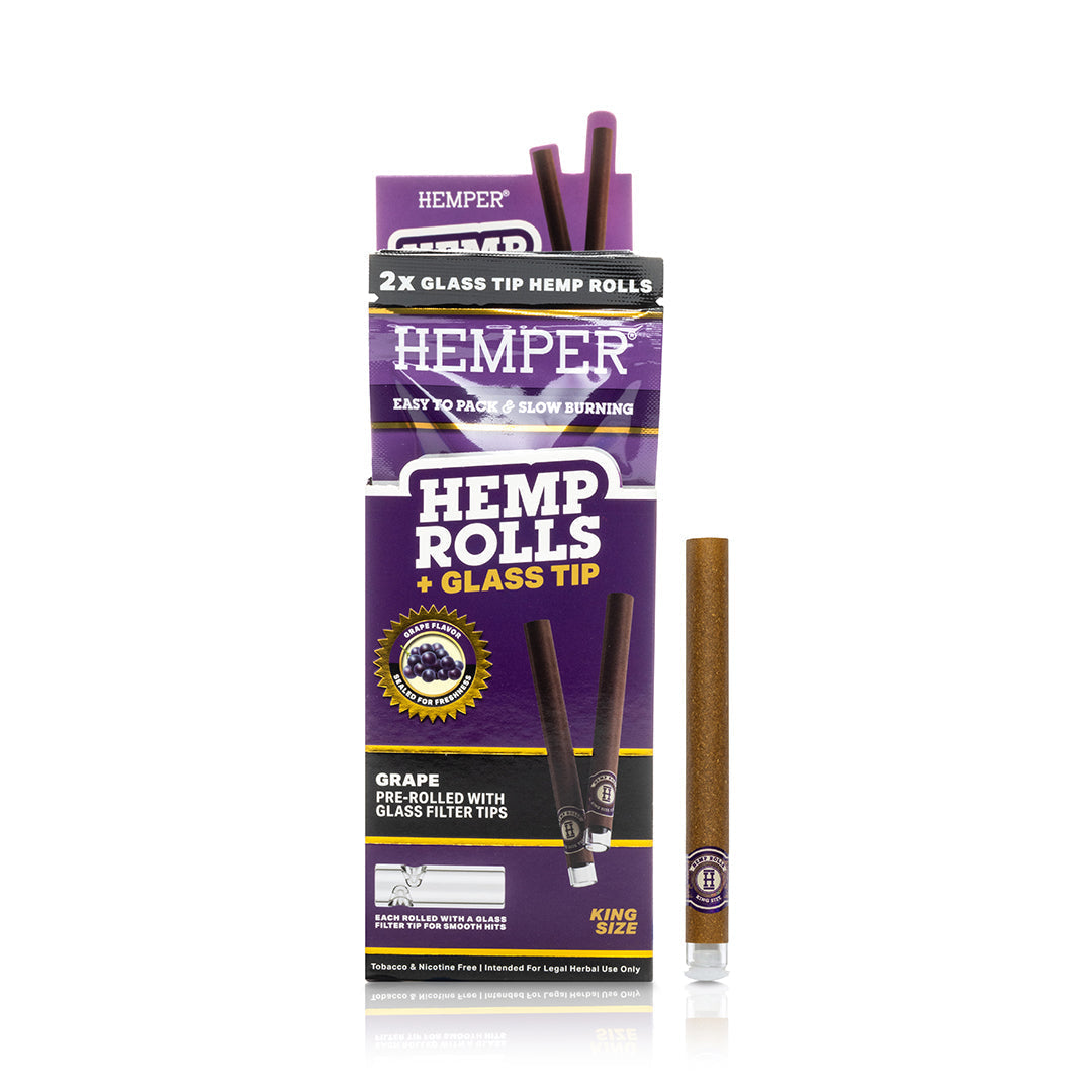 Pre-Rolled King Size Glass Tipped Hemp Rolls | 2PK Multiple Flavors Available