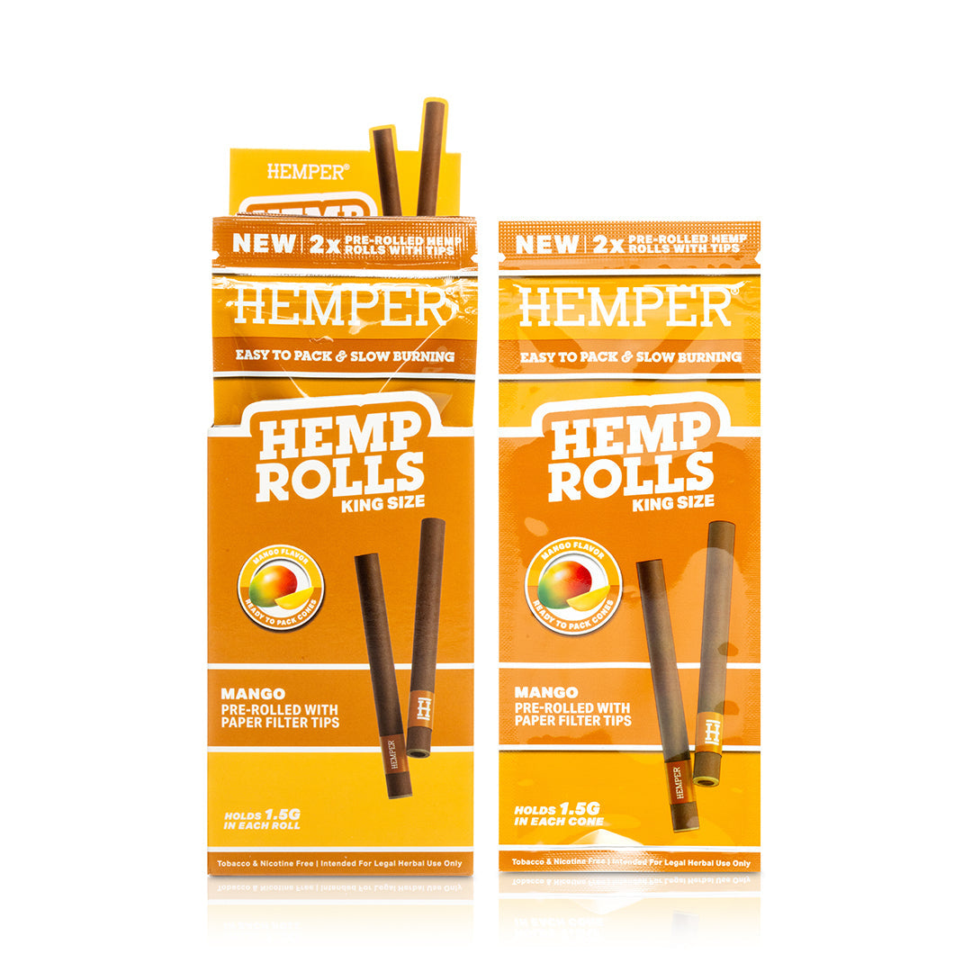 Pre-Rolled King Size Paper Tip Hemp Rolls | 2PK Display Multiple Flavors Available