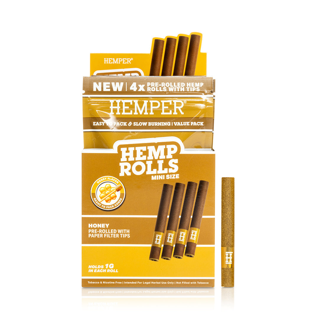 Pre-Rolled Mini Size Paper Tip Hemp Rolls | 4PK Multiple Flavors Available