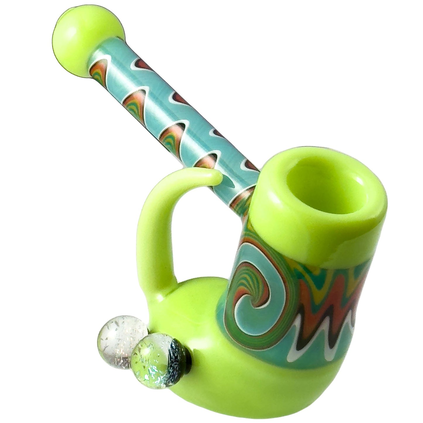 Crush Fang Bub Pipe w/Dual Galaxy Marbles 5 Color Options