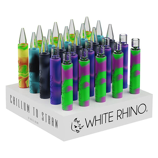 White Rhino Pyrex Chillum To Straw Glow In The Dark - 5" / 25ct
