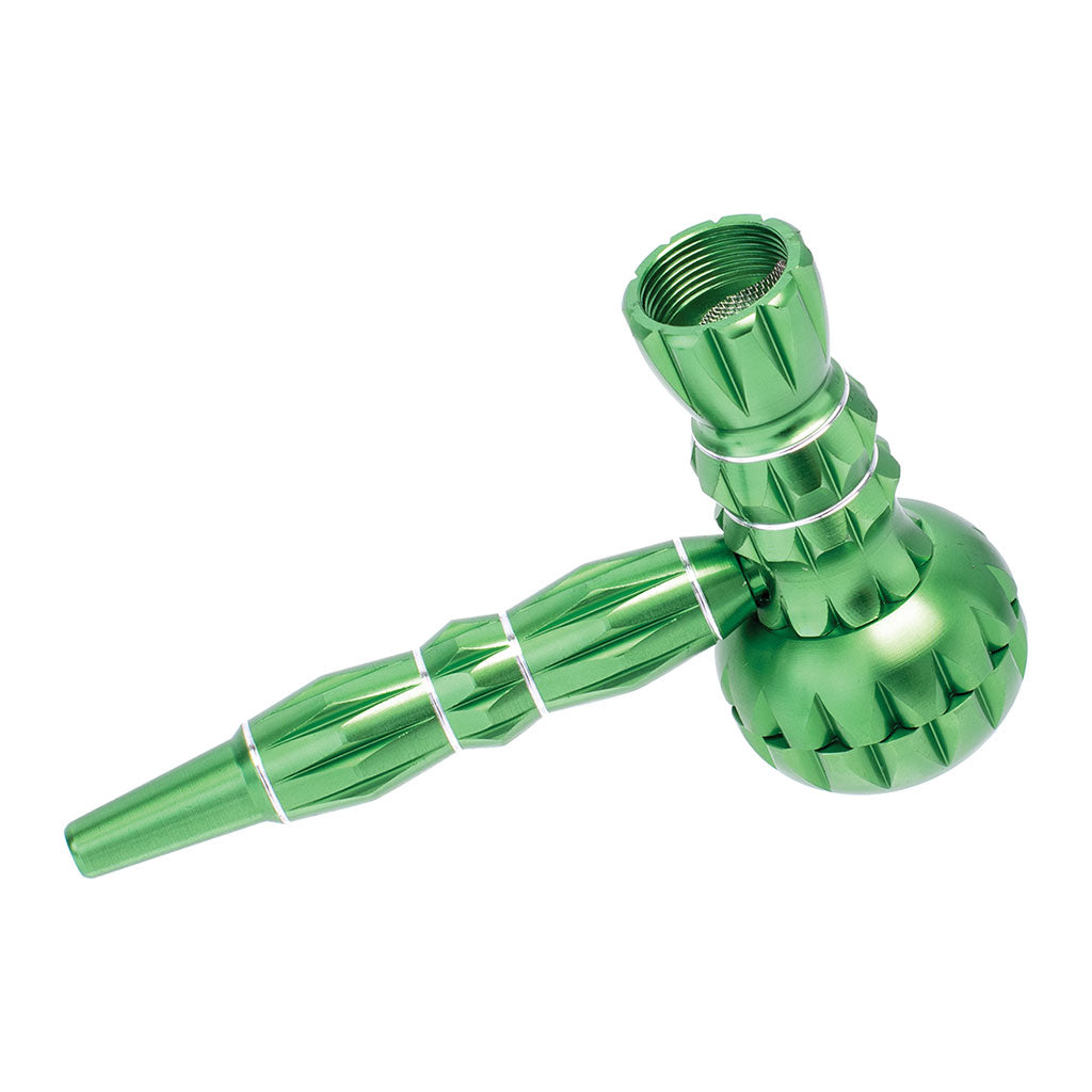 ALUMINUM RIBBED SMOKING PIPE WITH GRINDER MULTIPLE COLORS