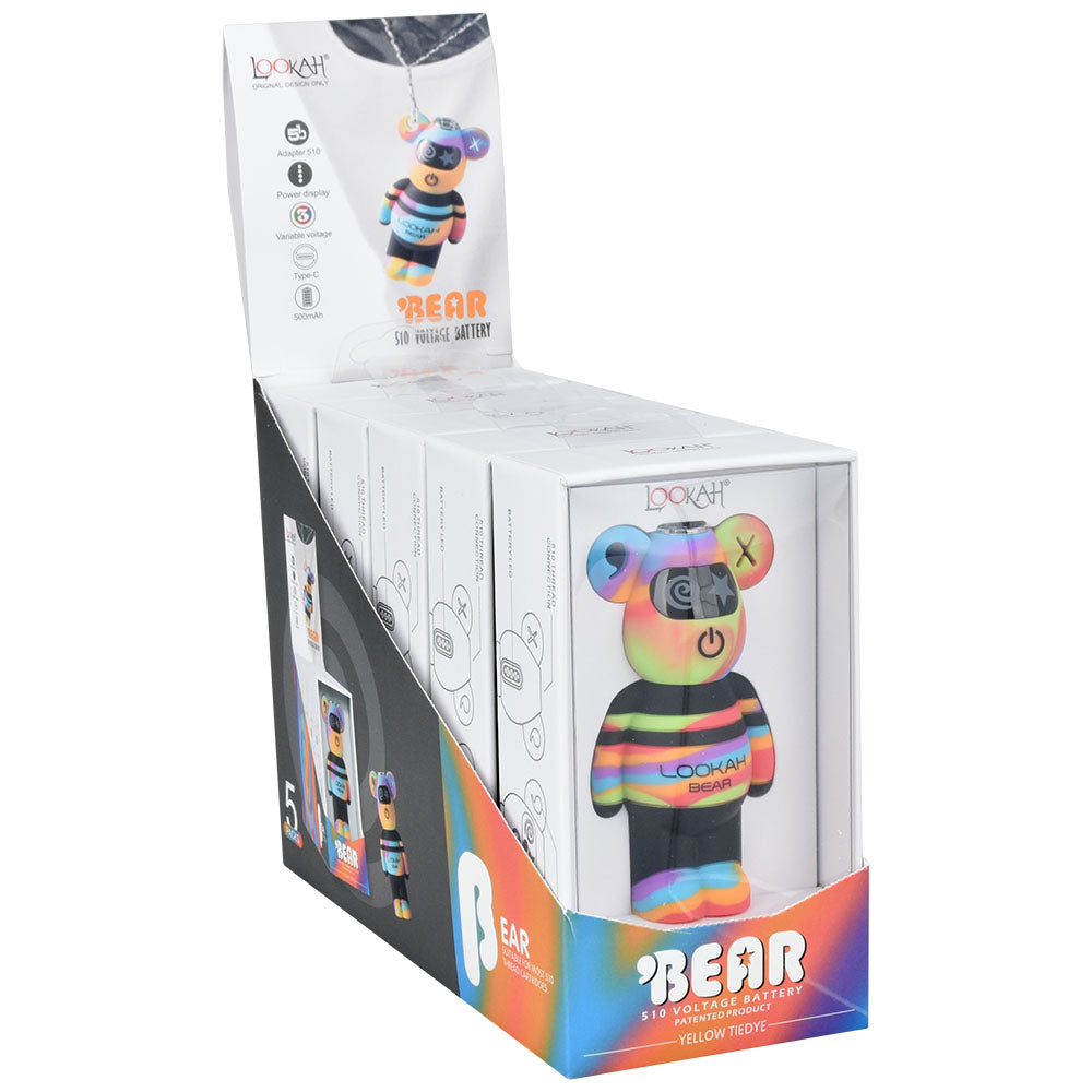 Lookah Tie Dye Bear Variable Voltage 510 Battery | 500mAh | 5pc Display 5 Color Options