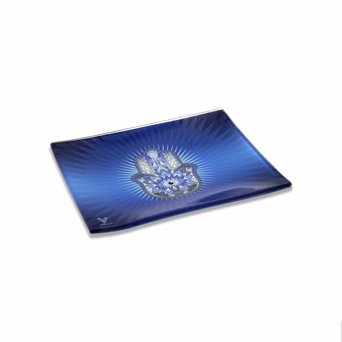 Hamsa Blue Glass Rollin' Tray 2 Size Options