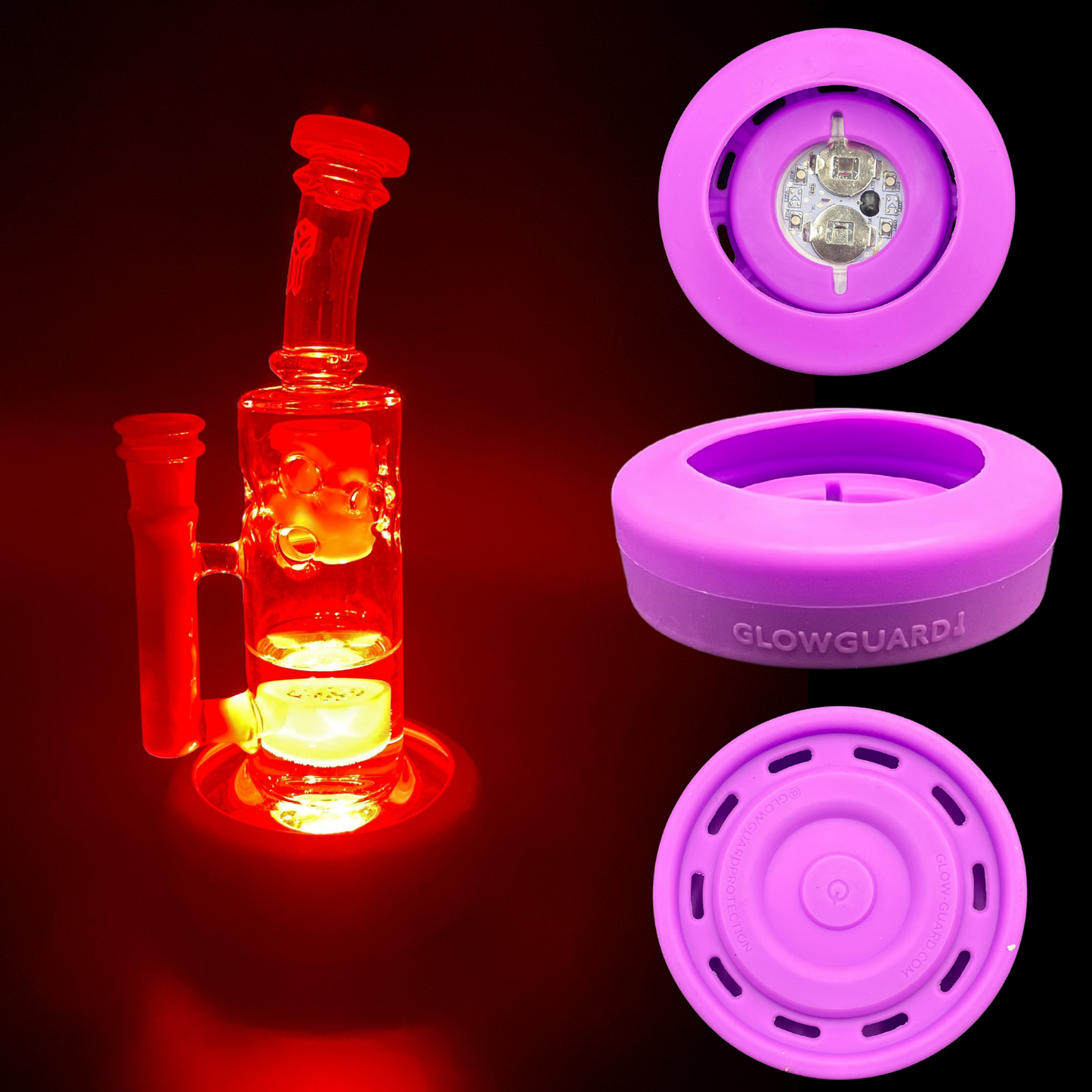 Bong Base Bumper USB Rechargeable 3in-4.25in Bases Silicone Fits Variety of Shapes - 8 Color Options