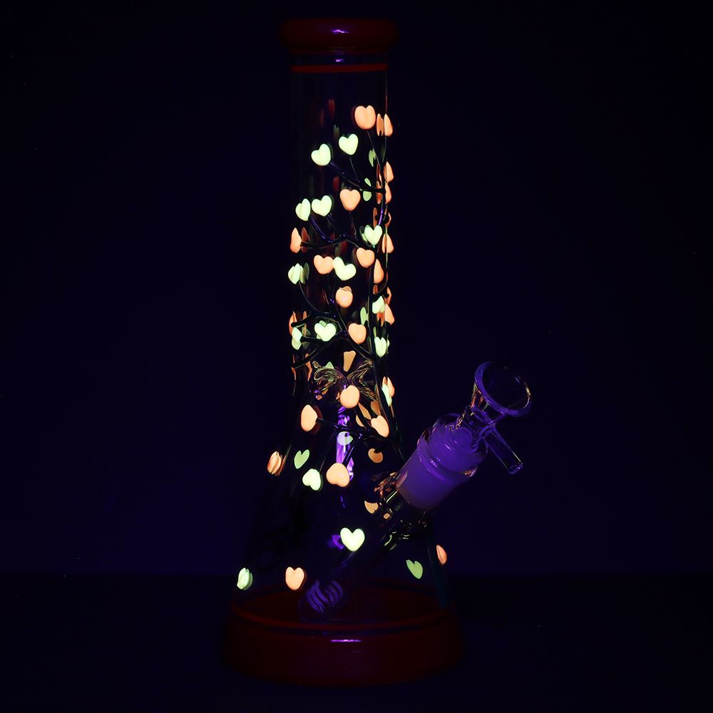 Pulsar Branching Heart Glow-in-the-Dark Beaker Bong