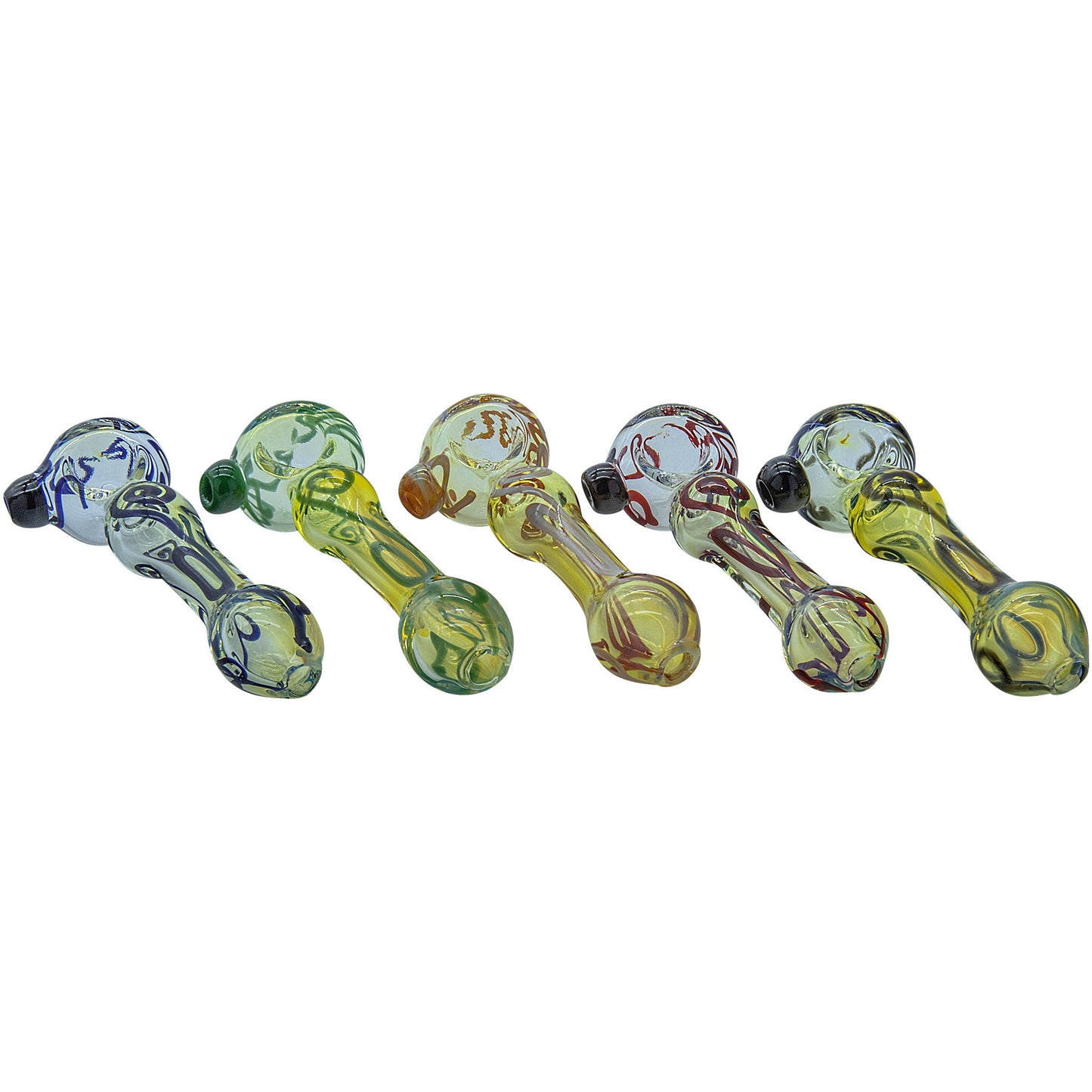 LA Pipes "Painted Warrior Spoon" Glass Pipe 5 Color Options