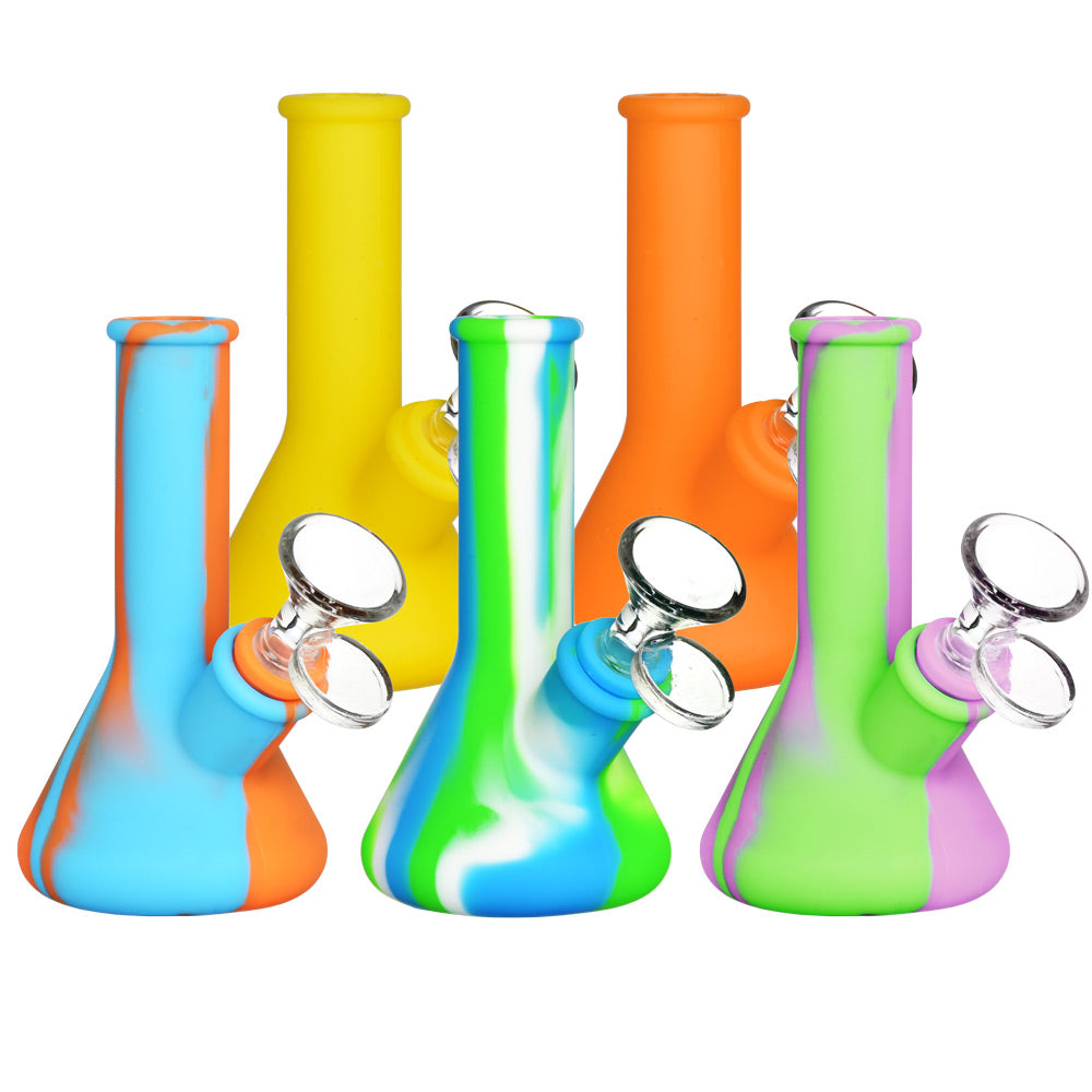 Silicone Beaker Travel Water Pipe- 5" / 14mm F / Colors Vary