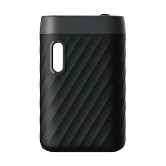A front-facing vertical shot of the CCELL Sandwave 510 Battery in Midnight Black. The image highlights the device's signature "wave" textured grip and matte black finish. Visible are the vertical oil viewing window and the sleek, compact box-mod style frame designed for 510 thread cartridges.