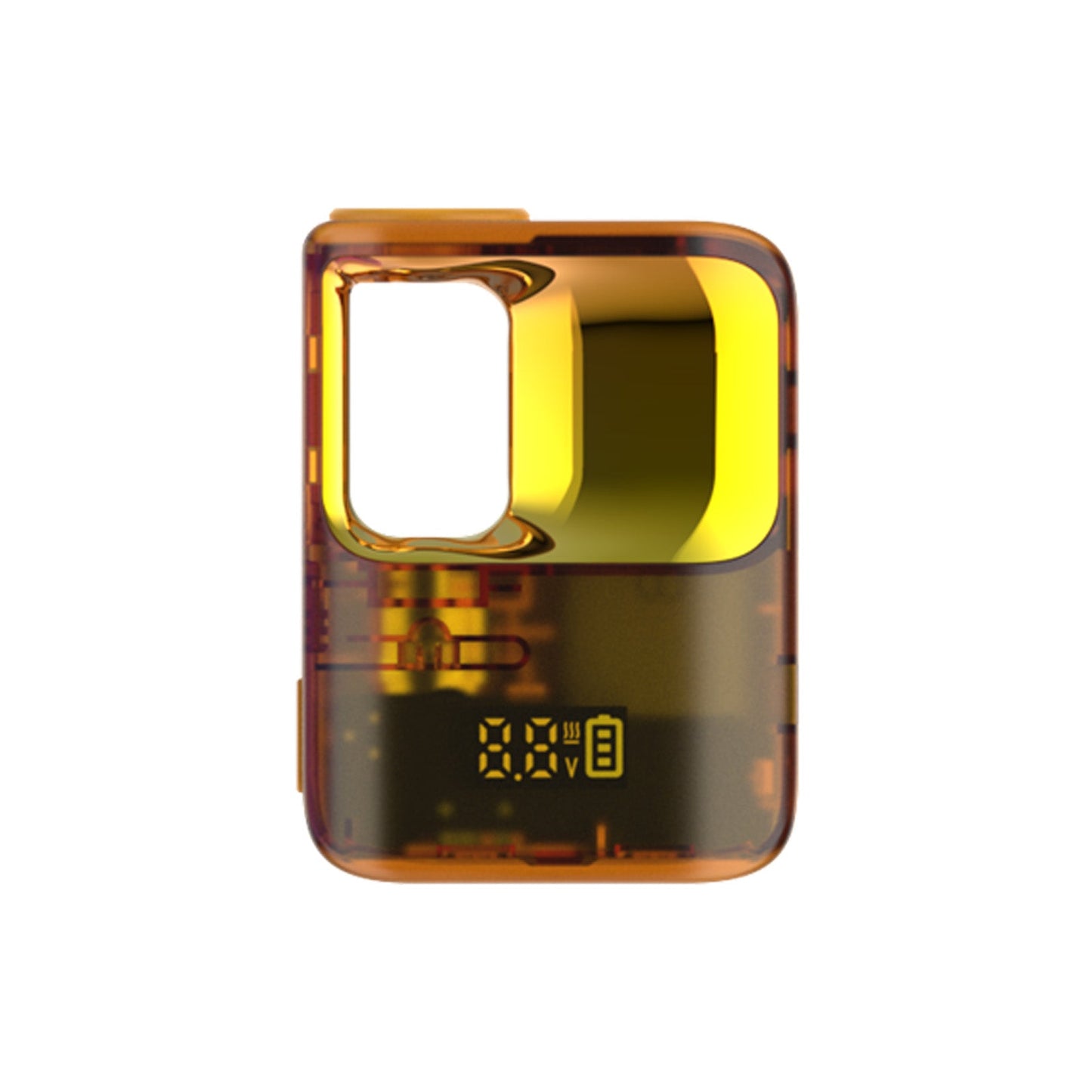 CCELL Stylo compact palm-style 510-thread battery in Amber featuring an ergonomic drop-in design that conceals and protects oil cartridges.