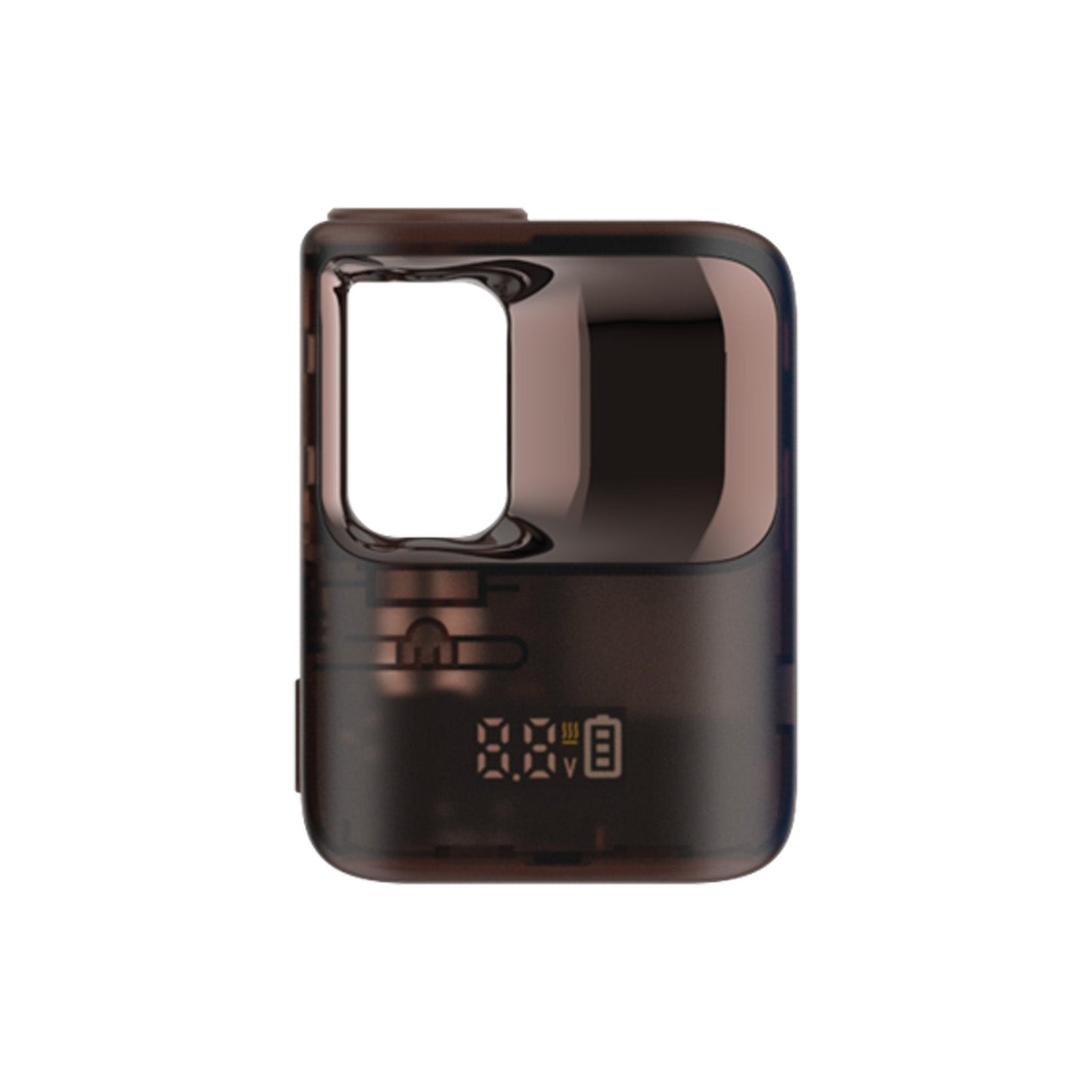 CCELL Stylo compact palm-style 510-thread battery in coffee brown featuring an ergonomic drop-in design that conceals and protects oil cartridges.
