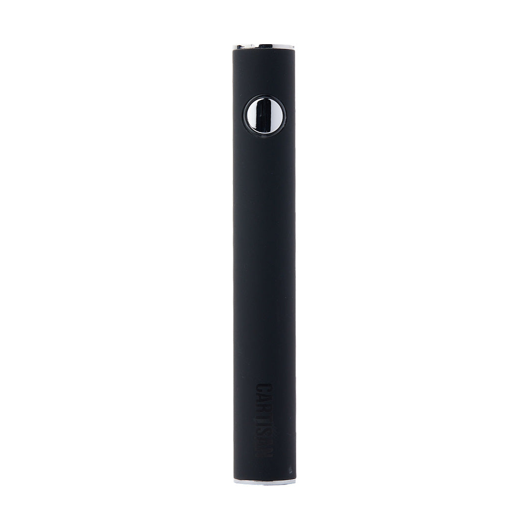 Discreet Black Cartisan Button VV 900 Dual Charge 510 Battery, engineered for power and portability with a large 900mAh capacity.