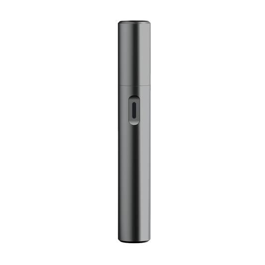 A clean, front-facing studio product shot displaying the Cartisan Pillar Concentrate Vaporizer standing upright. The image highlights the sleek, smooth cylindrical chassis, featuring the single power button and subtle Cartisan branding centered on the front body above a solid background.
