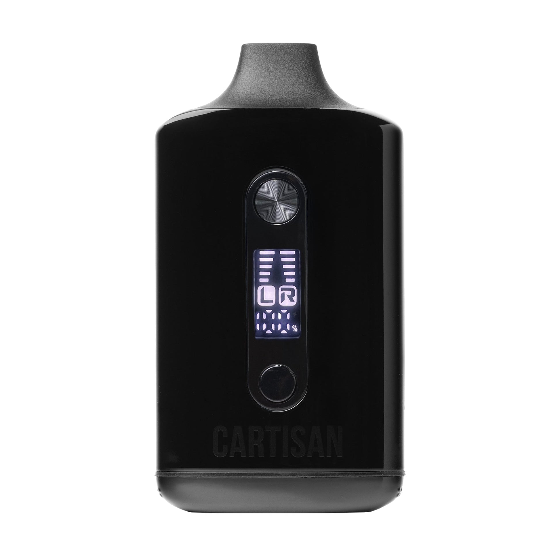 Cartisan Veil Bar Duo in Black, a discrete 510 thread battery with a digital screen and dual cartridge capacity for hidden vaping.