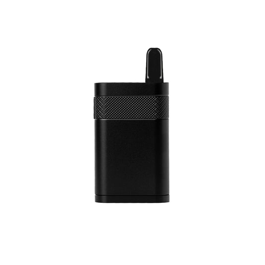 A side-profile view of the Everyday Canna Co. Ranger in Black with a 510-thread cartridge installed. The image highlights the sleek, low-profile design and the tactical knurled grip, showing how the cartridge sits securely within the aircraft-grade aluminum body.