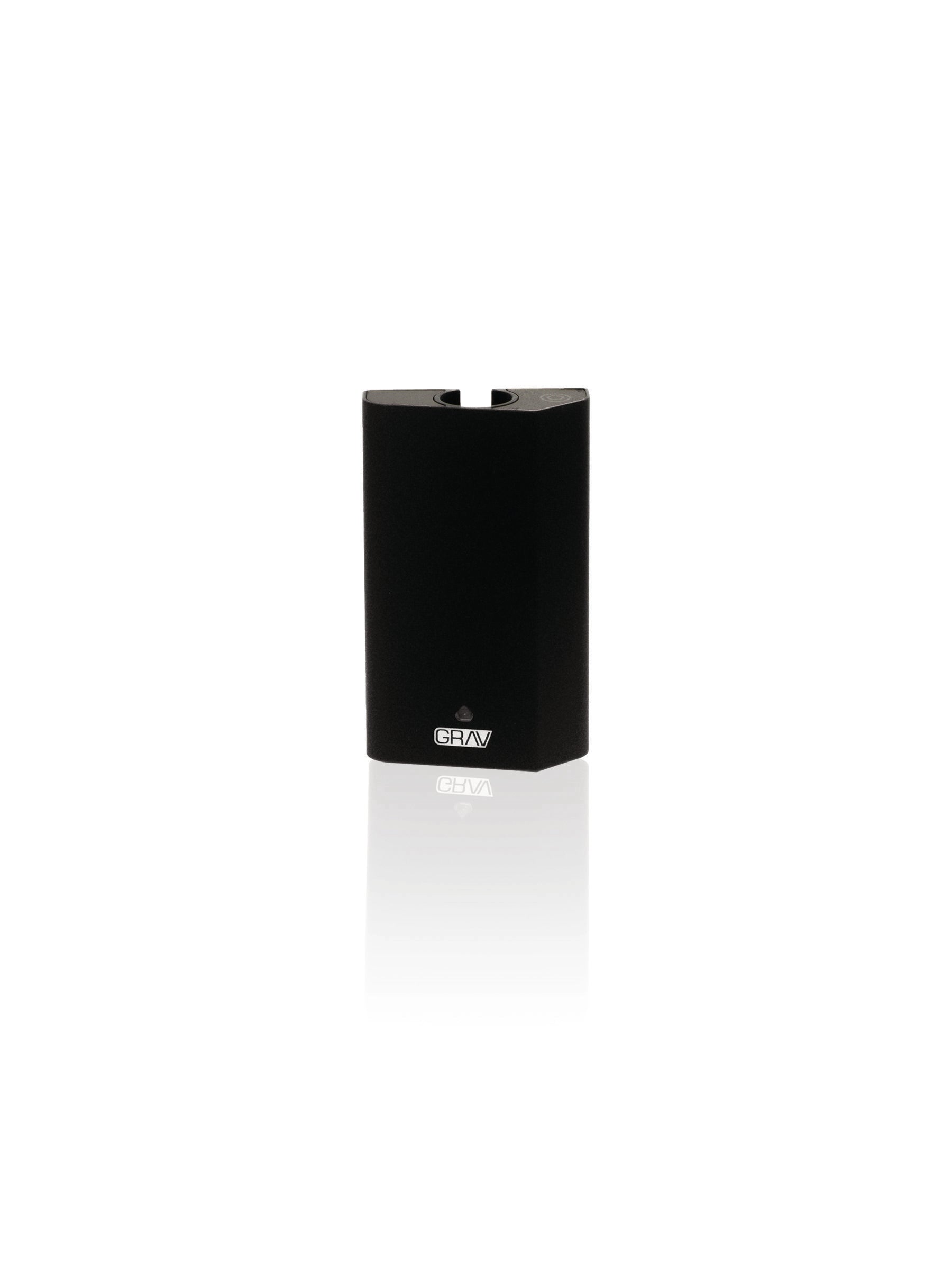 GRAV® Gem-in-Eye portable vape battery in Black, a compact and discreet trapezoid-shaped 510 battery that sits flat on any surface.