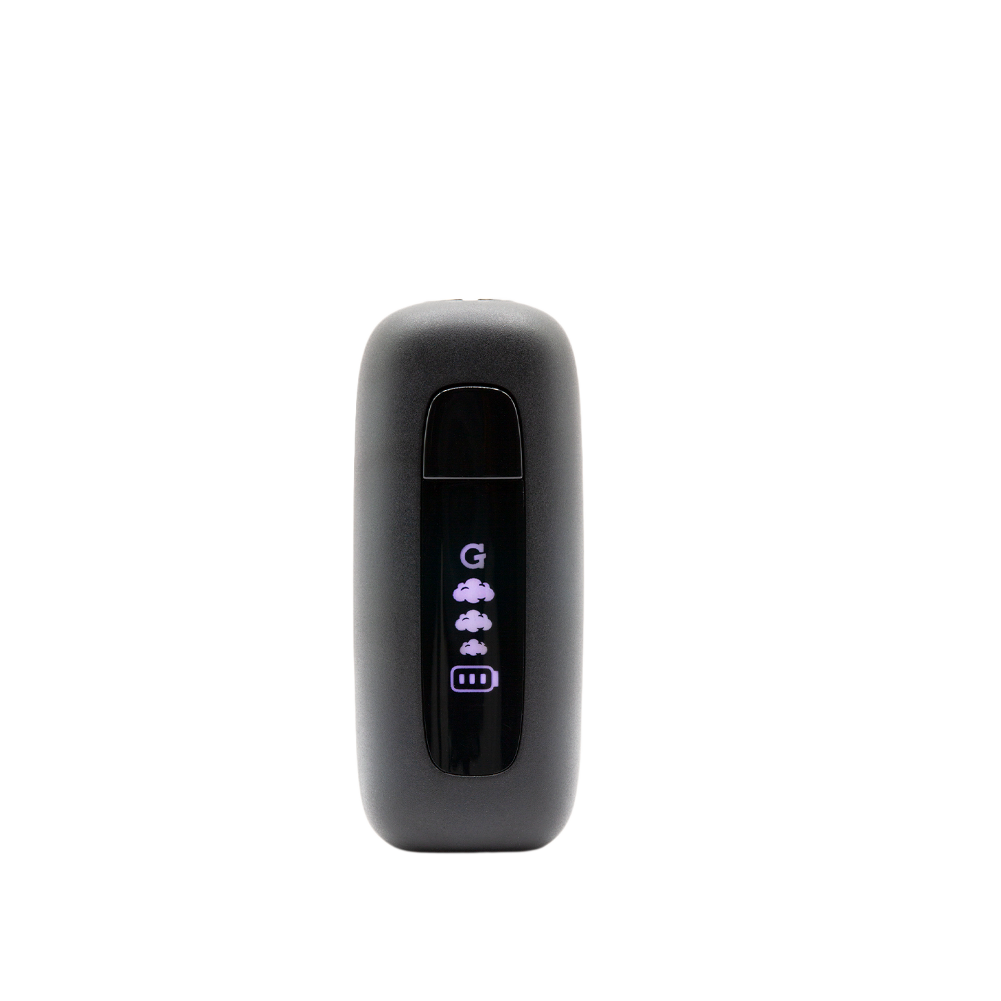 Front view of the G Pen 510 Original battery in matte black featuring an active digital display showing voltage settings and battery level.