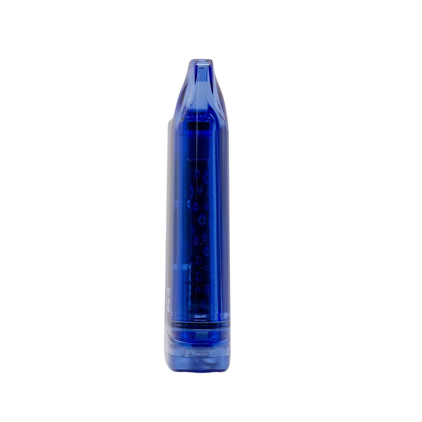 Vertical side view of the G Pen Hydout Blue Translucent 510 battery emphasizing the draw-activated mouthpiece.