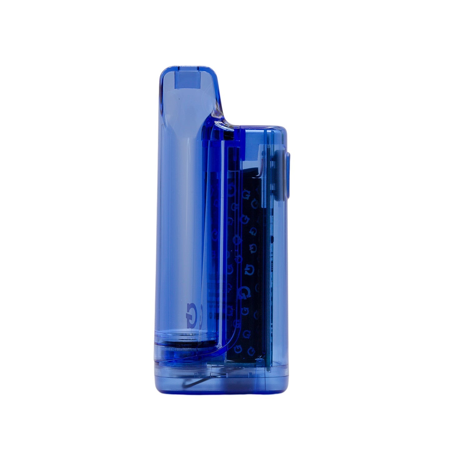 Rear angle of the G Pen Hydout Blue Translucent demonstrating the seamless magnetic closure of the cartridge cover.