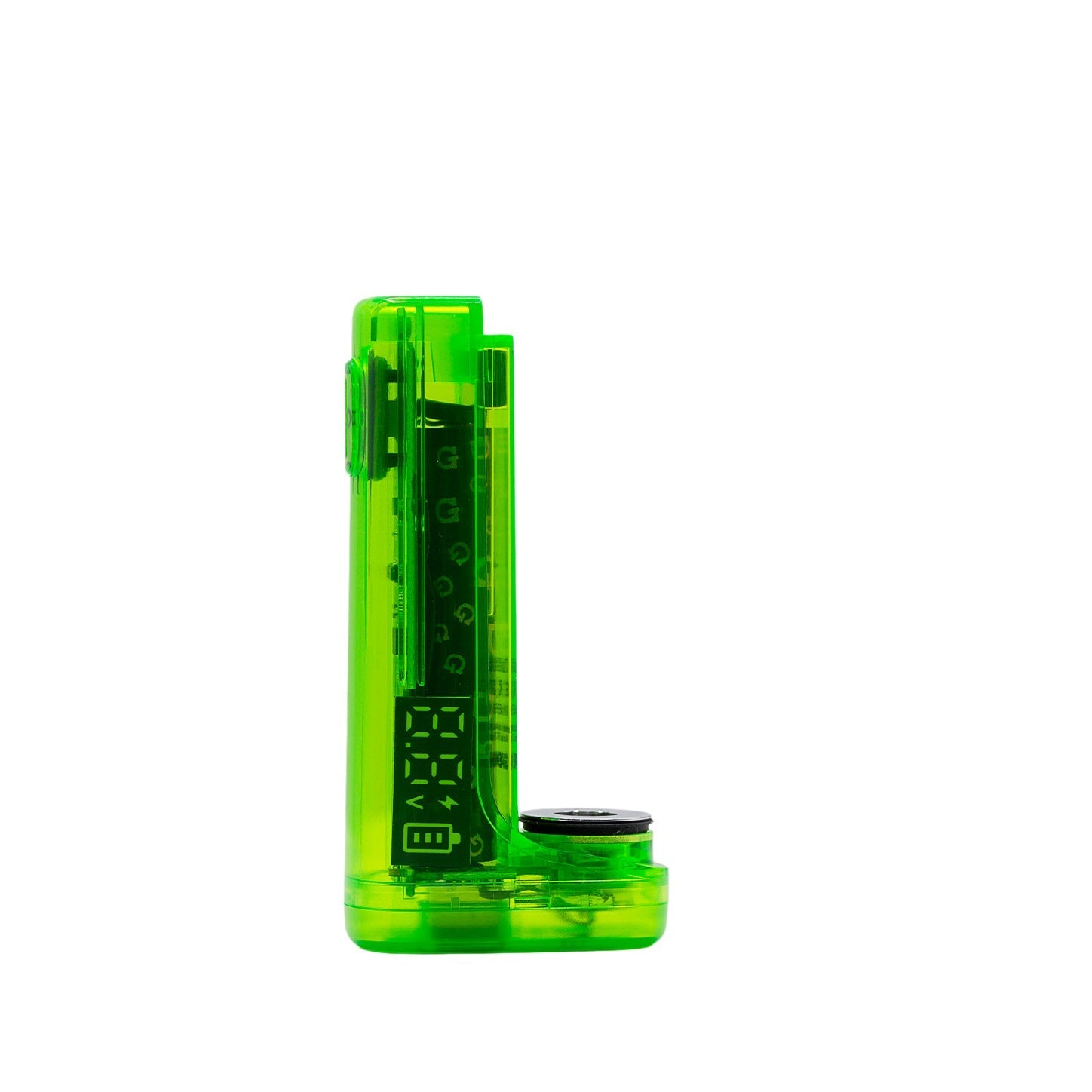 Front view of the G Pen Hydout Green Translucent 510 battery showing without magnetic cover 