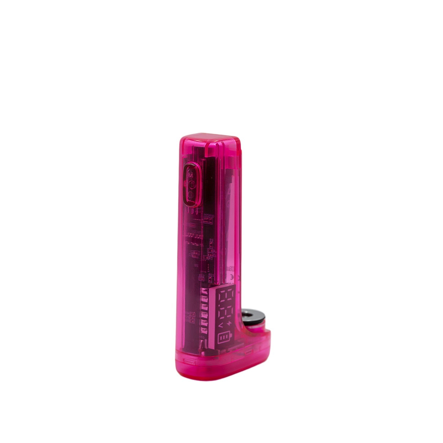 G Pen Hydout Pink Translucent base view highlighting the internal components, power button and cartridge docking port.