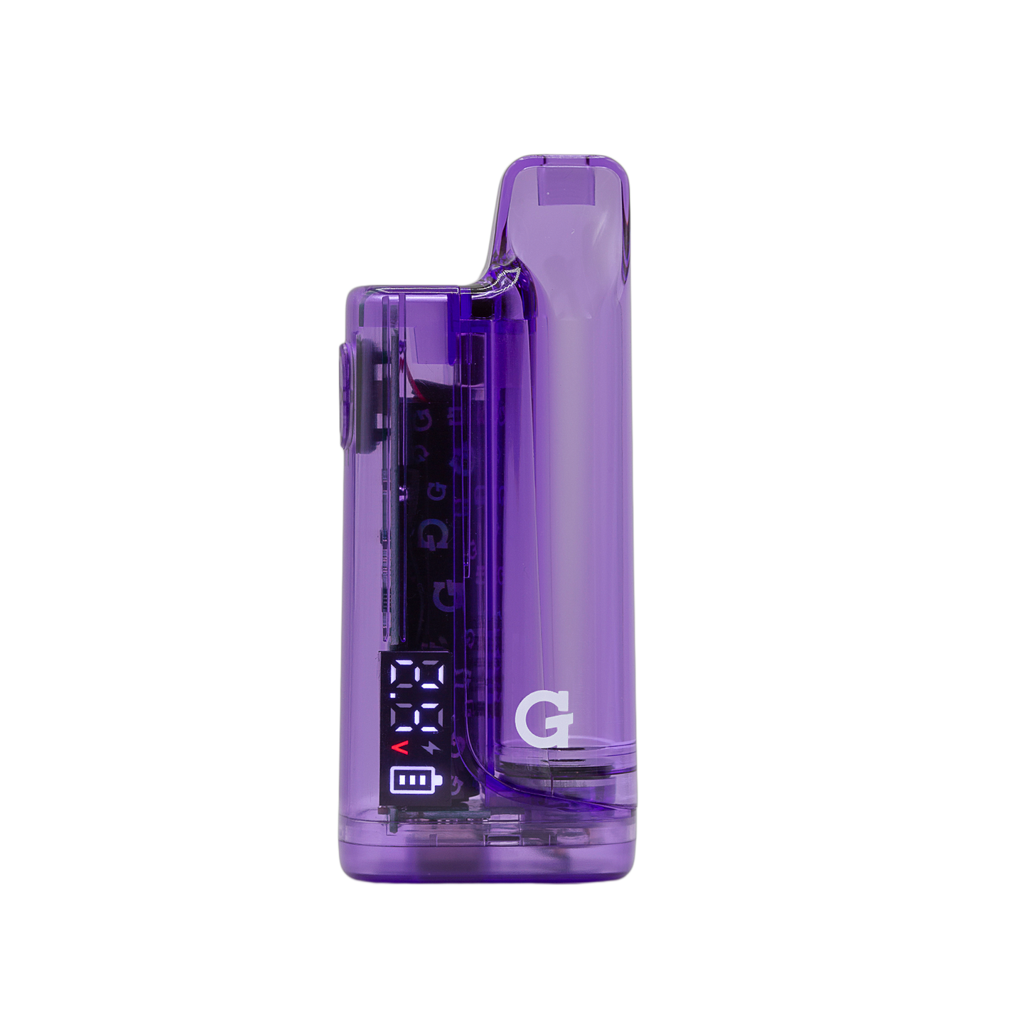 G Pen Hydout 510 Battery in Purple Translucent finish with a digital display showing voltage and battery levels.