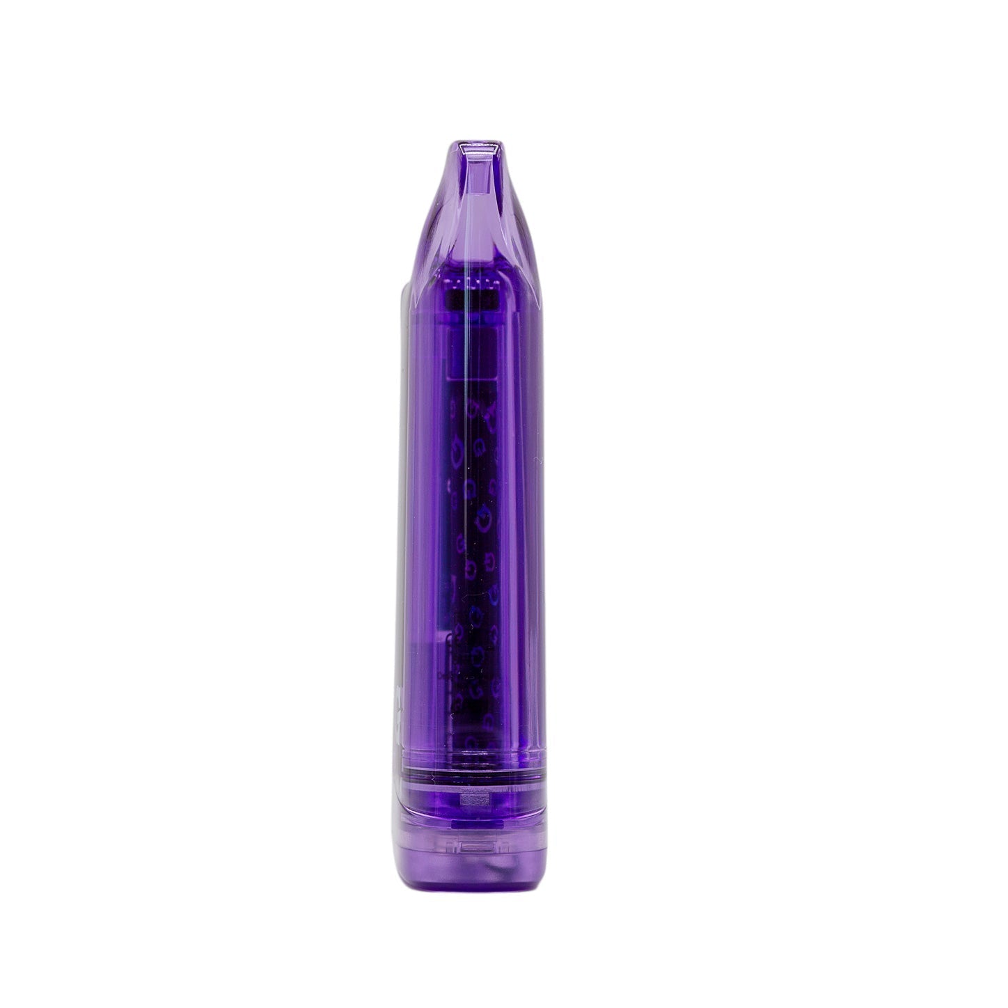 Vertical side view of the G Pen Hydout Purple Translucent 510 battery emphasizing the integrated mouthpiece.