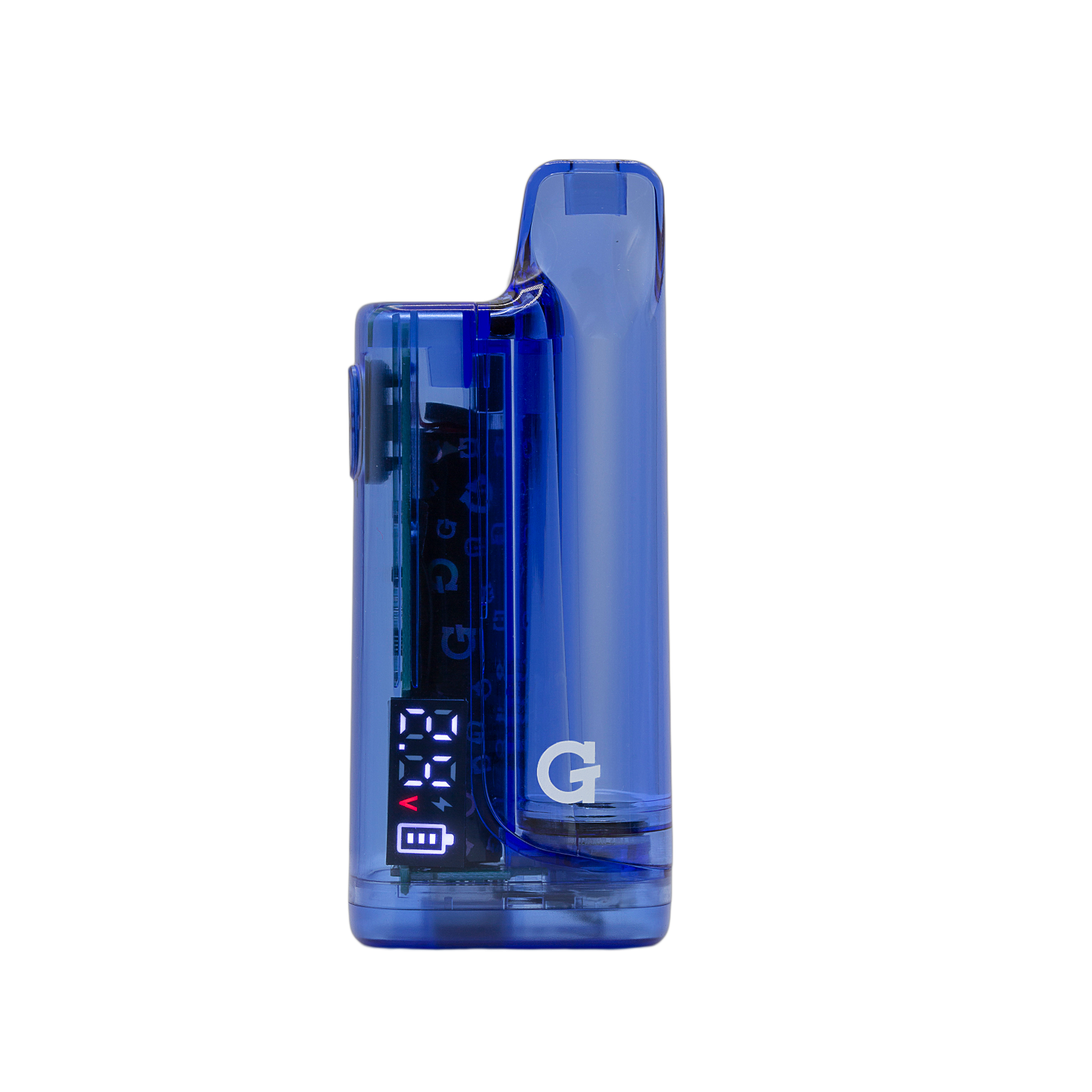 G Pen Hydout 510 Battery in Blue Translucent finish featuring an active digital display showing voltage settings.