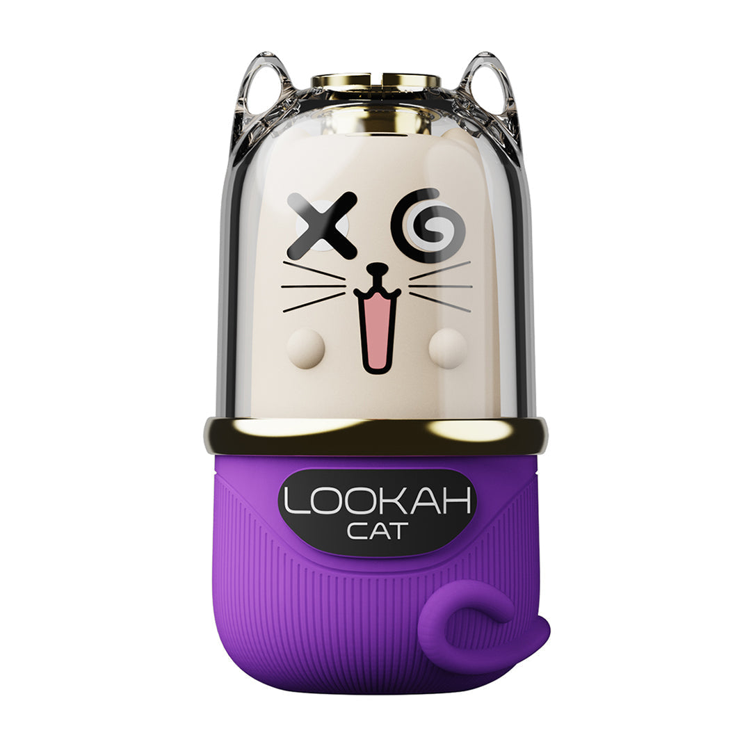 Purple LOOKAH Cat 510 thread vaporizer battery cat design with cat face and ears 