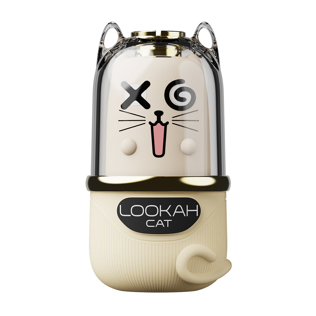 LOOKAH Cat 510 vaporizer battery front view with cat face and ears in camel white