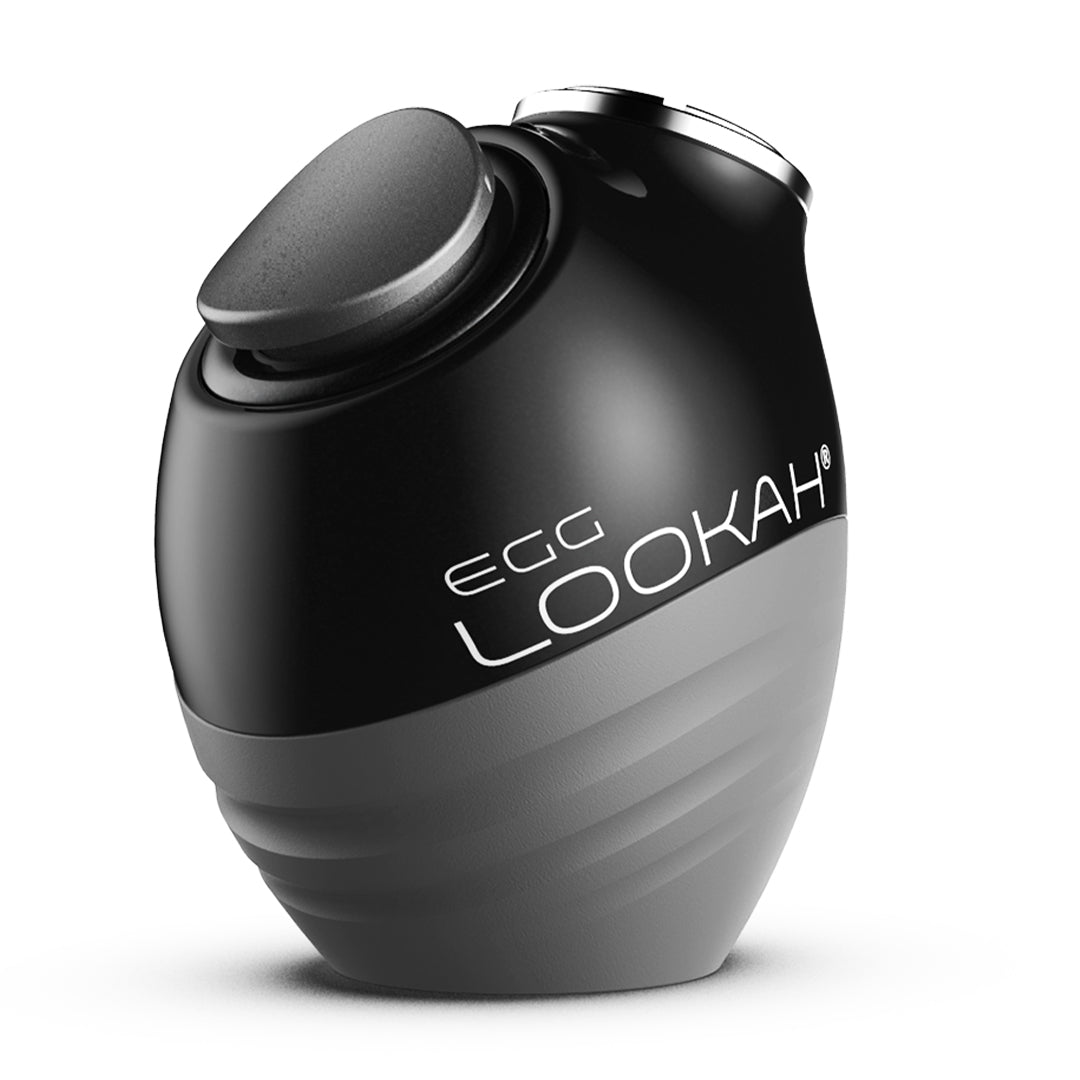 Authentic LOOKAH Egg portable vape battery in Grey, showing the ergonomic rounded shape and premium matte finish for a comfortable palm grip.